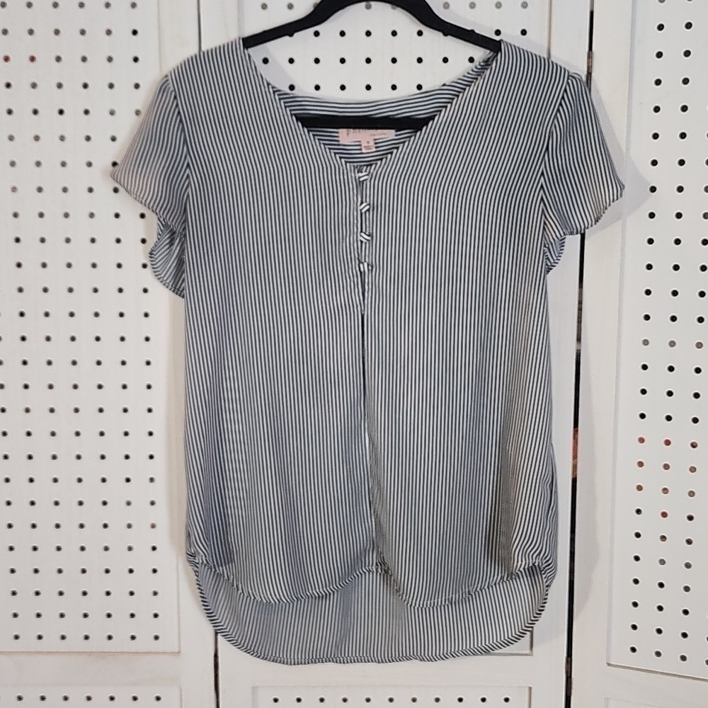 Philosophy Nave Striped V-Neck Short Sleeve Size Small